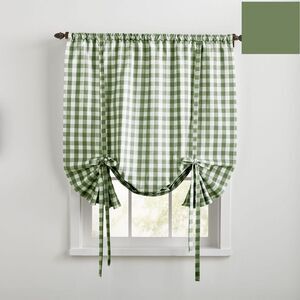 Brylanehome Buffalo Check Tie-Up Window Shade, Sage Window Curtain